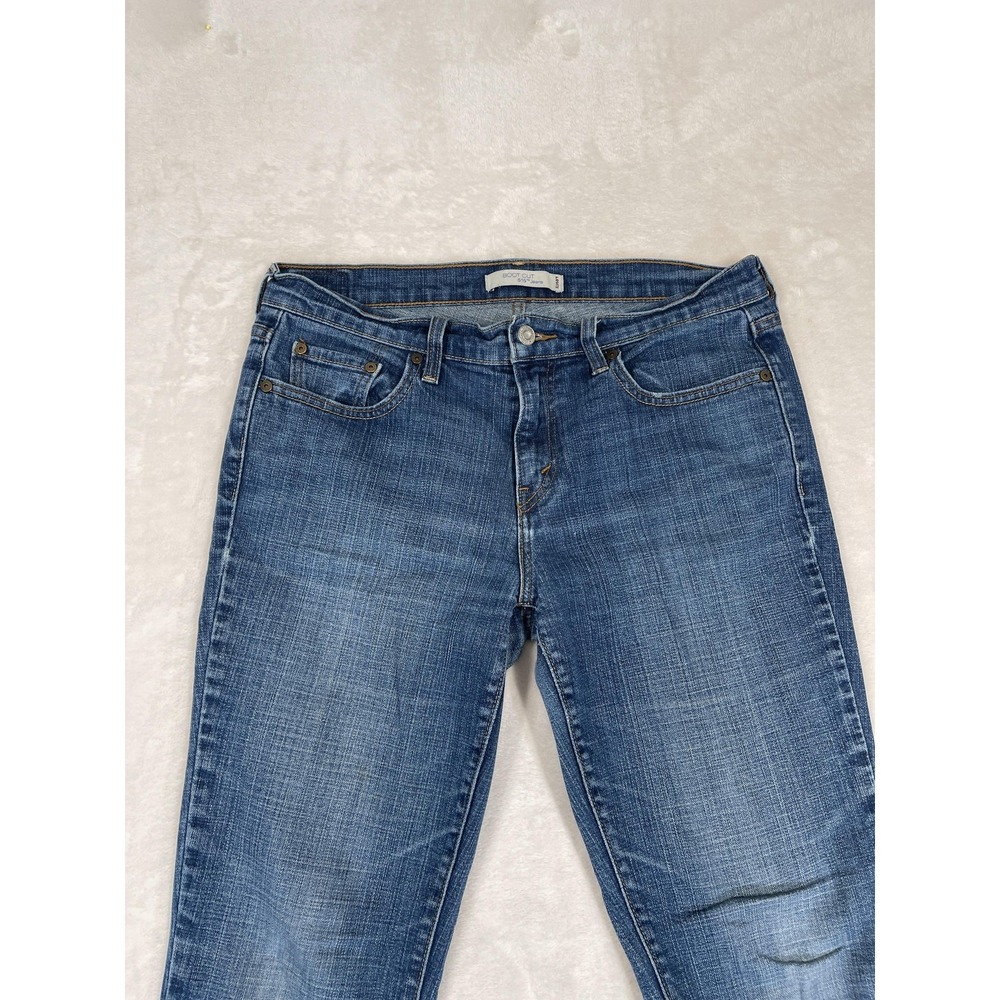 Levis 515 Jeans Womens 8 Blue Boot‎ Cut Stretch Denim Distressed Raw Hem Classic - Picture 4 of 14